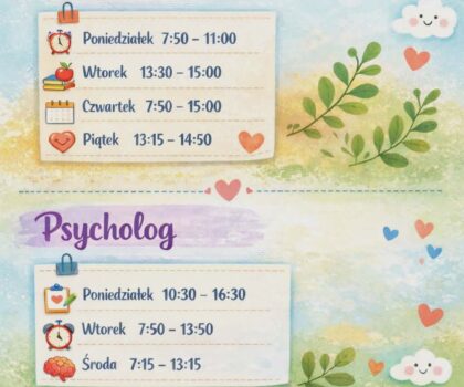 Psycholog i pedagog szkolny zapraszają!