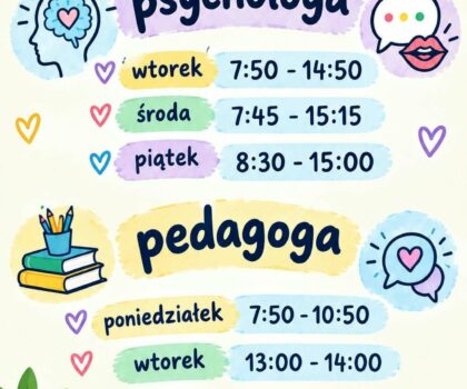 Pani Pedagog i Pani Psycholog zapraszają!!